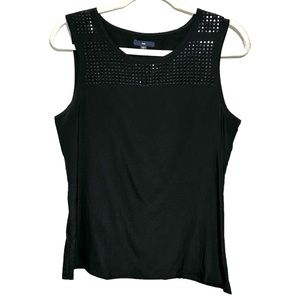 Gap Womens Sz Small Black Bedazzled Sleeveless Blouse Tank Top Lightweight